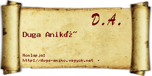 Duga Anikó névjegykártya